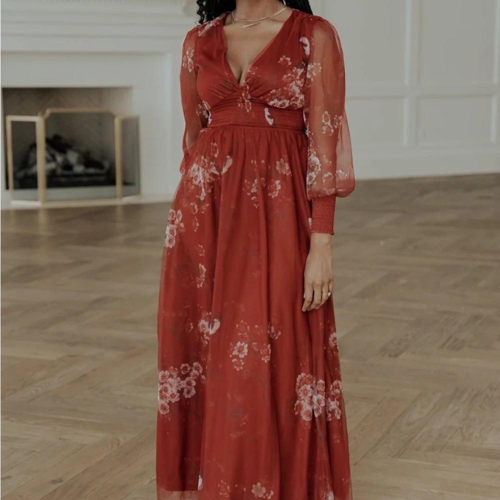Baltic Born Red Floral Long Sleeve Dress